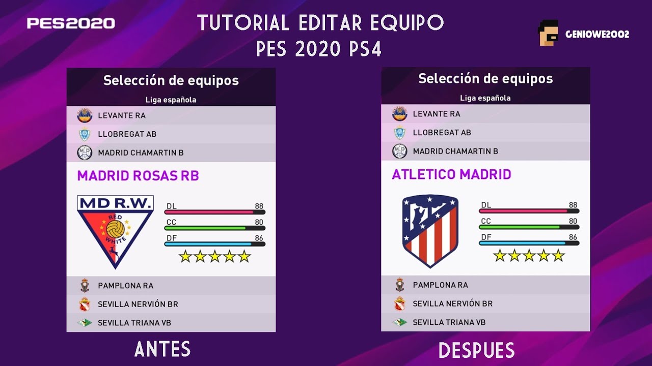 Tutorial Editar equipo PES 2020 - PS4 Editor Beta - YouTube
