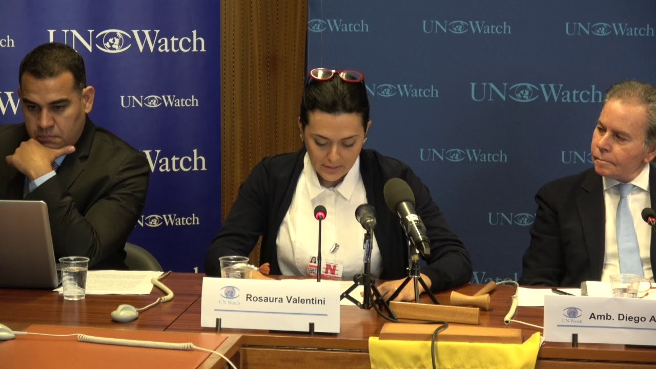 Rosaura Valentini, esposa de Yon Goicoechea, testifica en la ONU council of states