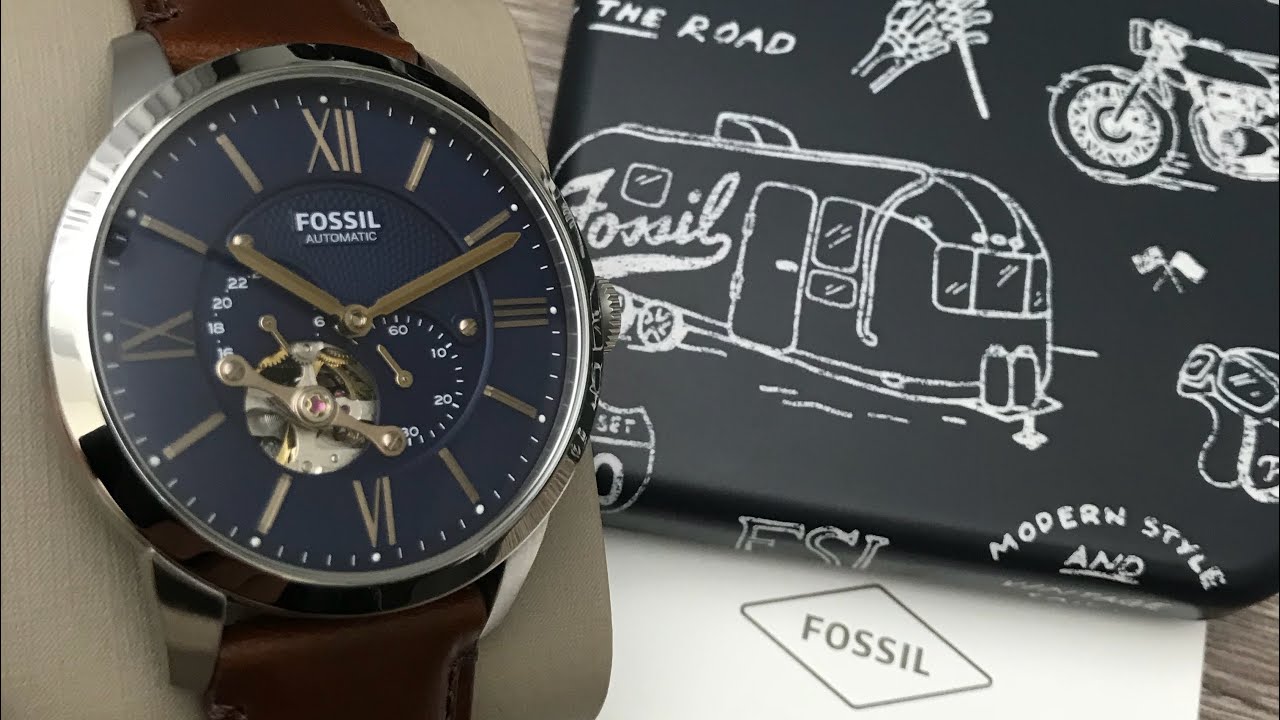 Fossil Townsman Automatic Brown YouTube ME3110 Men\'s Leather Watch - (Unboxing) @UnboxWatches