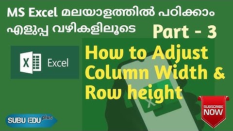 COLUMN & ROW SIZE IN MS EXCEL | MALAYALAM TUTORIAL | PART - 3