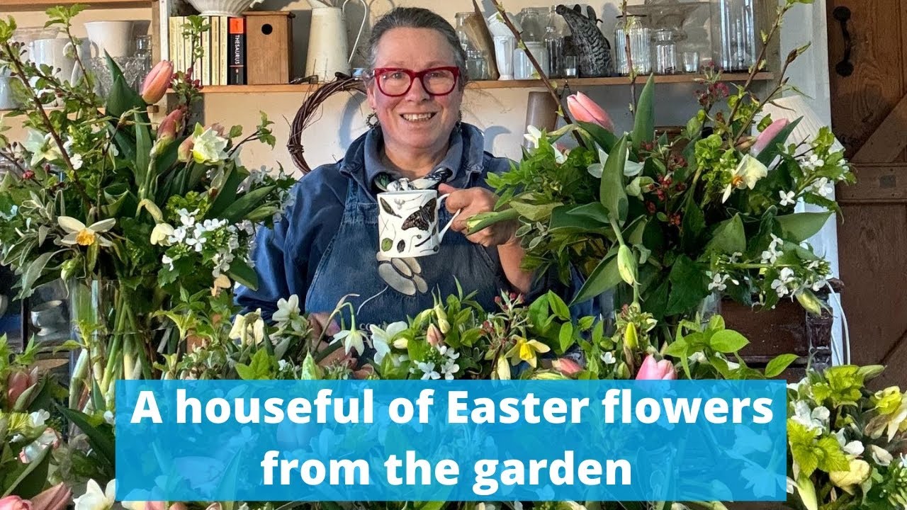 Join me harvesting spring flowers and creating arrangements for a house full of flowers for Easter