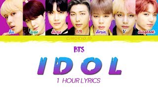 ( 1 HOUR LOOP / 1 HORA / 1 시간 )  BTS (방탄소년단) – 'IDOL'  COLOR CODED LYRICS (Han/Rom/Eng)