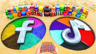 How To Make Facebook  Tiktok Logo With Cement  Orbeez Giant Coca Cola Fanta Soda And Mentos