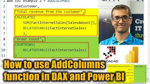 How to use AddColumns function in DAX and Power BI