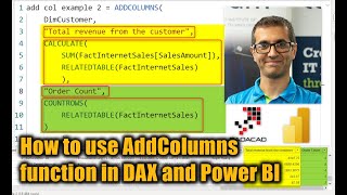 how to use addcolumns function in dax and power bi