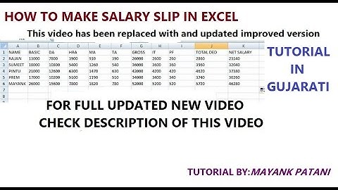 Excel salary slip video has been replaced with new updated video(CHECK DESCRIPTION)