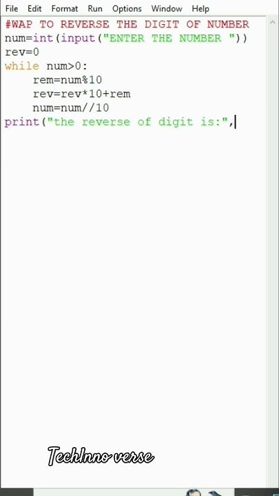 Python Program To Reverse Digits Of Number - YouTube image.