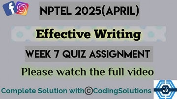 Effective Writing | Week 7 Quiz Assignment Solution| NPTEL 2025(April) ||