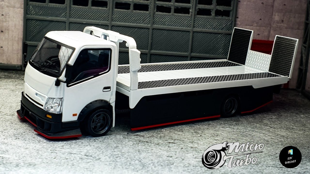 Hino 300 Custom Tow Truck Flatbed White by Micro Turbo | UNBOXING