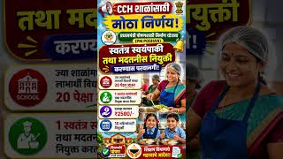 मोठी बातमी! CCH अंतर्गत शाळांना स्वतंत्र स्वयंपाकी व मदतनीस नियुक्तीची परवानगी
