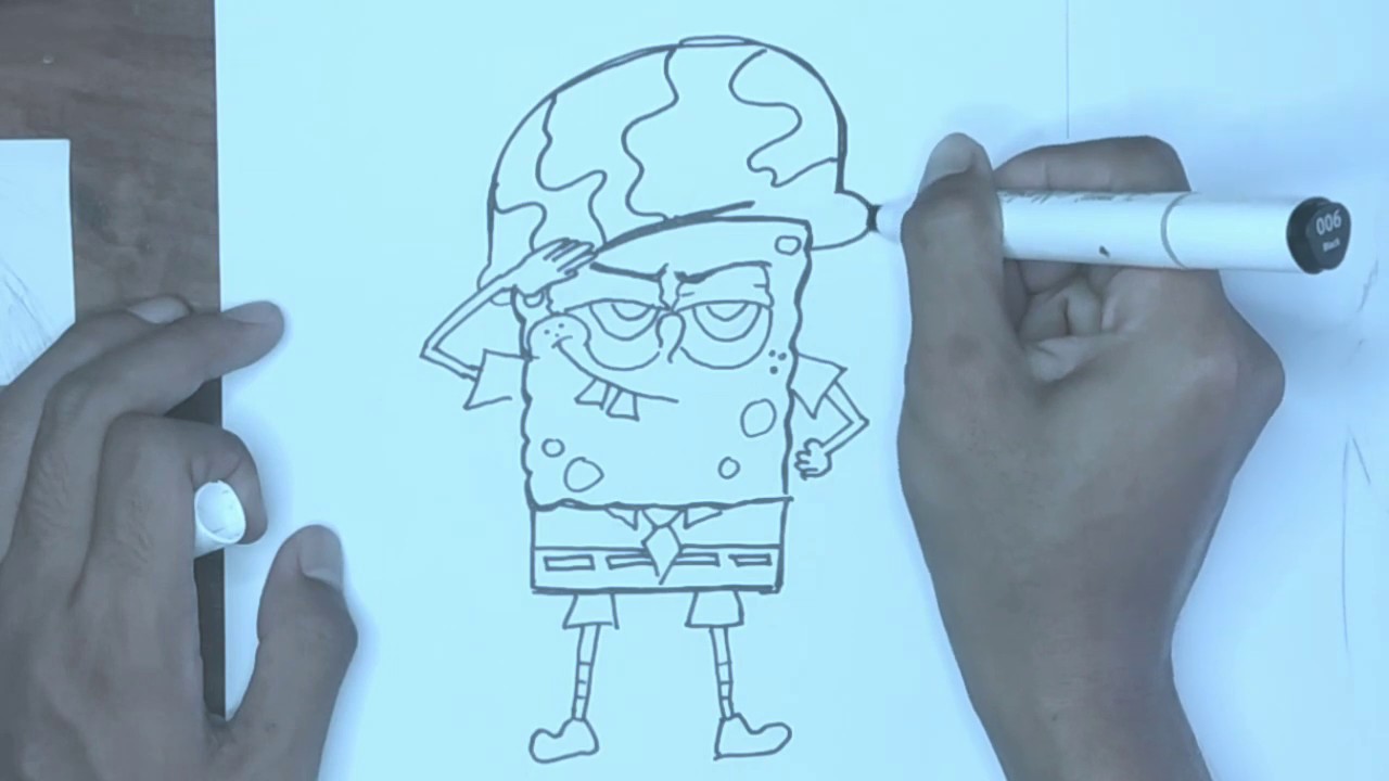 Cara menggambar  sketsa Spongebob Tentara  YouTube