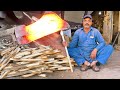 Incredible process of making wooden axe  traditional folded axes  axe making