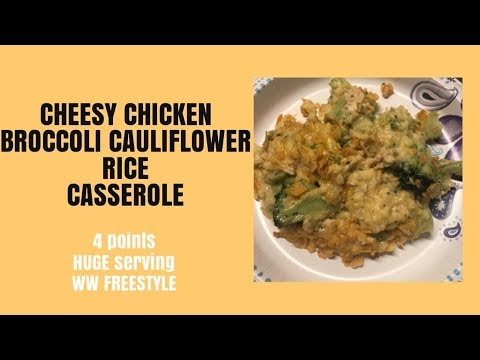 Cheesy Chicken Broccoli Cauliflower Rice Casserole