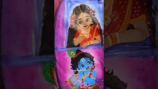 Radhakrishna painting on school bag ❤️✨#art #ytshorts #viral #radhakrishna