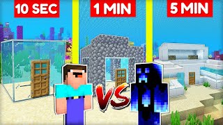 NOOB vs. PRO STAVÍ HOTEL POD VODOU za 10 SEC / 1 MIN / 5 MIN v Minecraftu! 🤿
