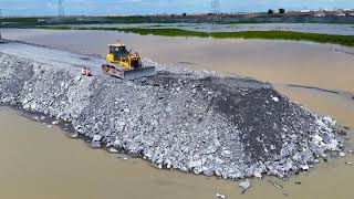 Part20!Great Road of Project to build over water using cast stone By SHANTUI &amp; 25 Ton trucks