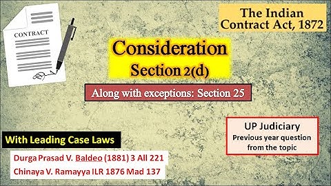 Consideration || Is  agreement without consideration valid | Contract | Section 25 | section 2(d) |