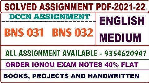 DCCN Solved assignment 2021-22 / DCCN Solved assignment English / Bns 31,32 Assignment