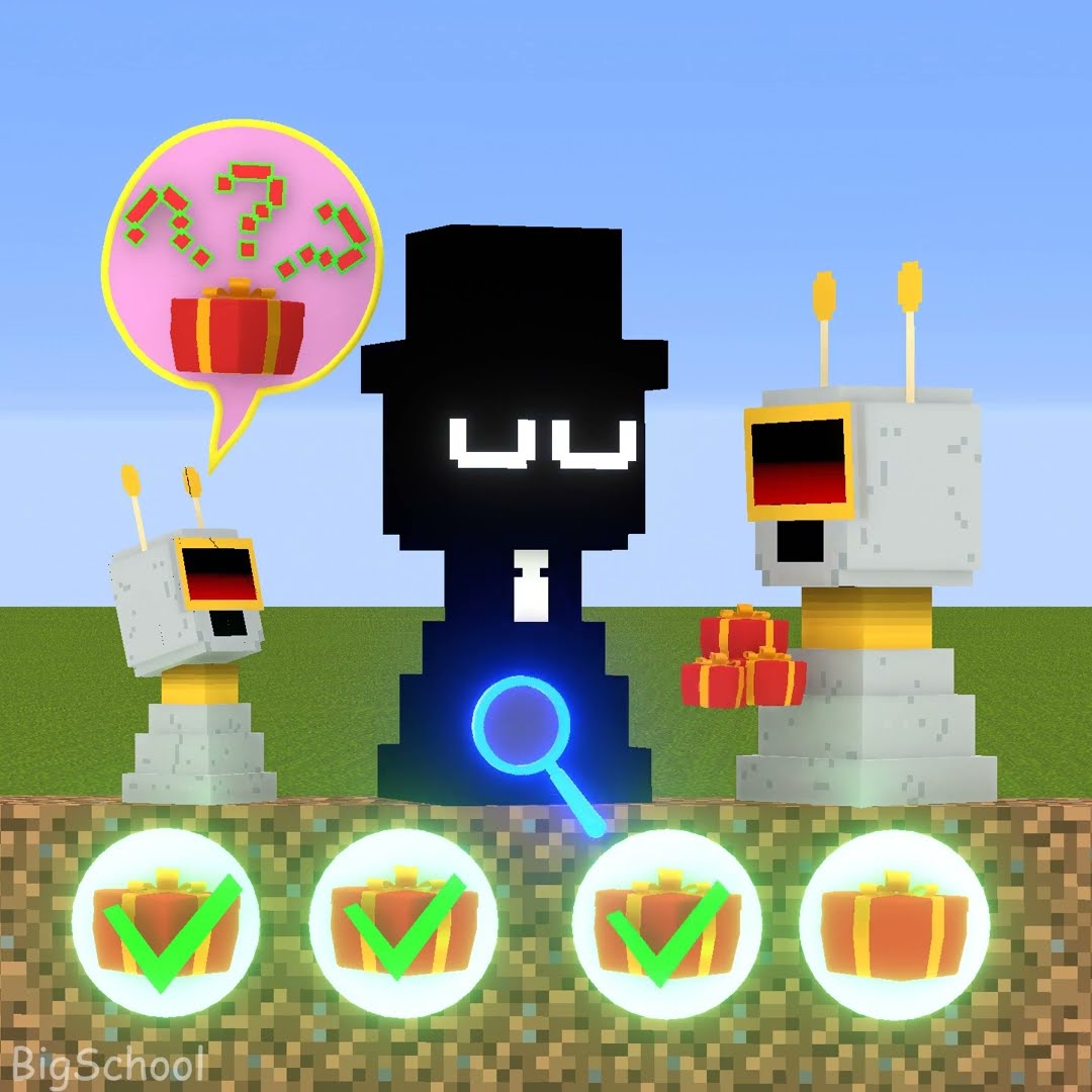 Help Fun Bot and his son find the gift box that was stolen by Black! ?