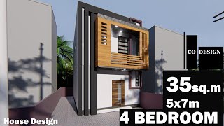 small 2 storey house design idea (35 sq.m)- 5x7 modern tiny house-4 bedroom
