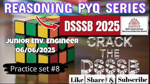 DSSSB REASONING 2025| PRACTICE SET 8| @dsssbexamwindow  #dsssbexamwindow