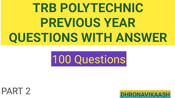 TRB POLYTECHNIC QUESTIONS | PREVIOUS YEAR| PART 2 | 50 QUESTIONS | MECHANICAL | DHRONAVIKAASH