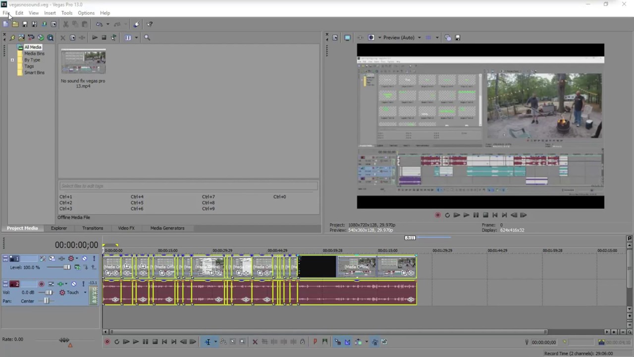 pre render in sony vegas 14