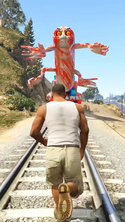 GTA V: FRANKLIN SAVING HALLOWEEN FROM THOMAS.EXE TRAIN #shorts