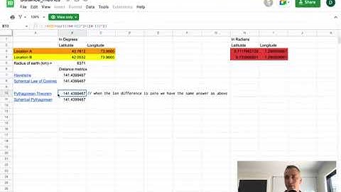 How to calculate distance using Haversine and the Spherical Law of Cosines in Excel