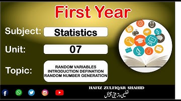 Inter Part-1 Statistics Unit 07{Lecture No 1} Random Variables #intermediate   #hafizzulfiqarshahid