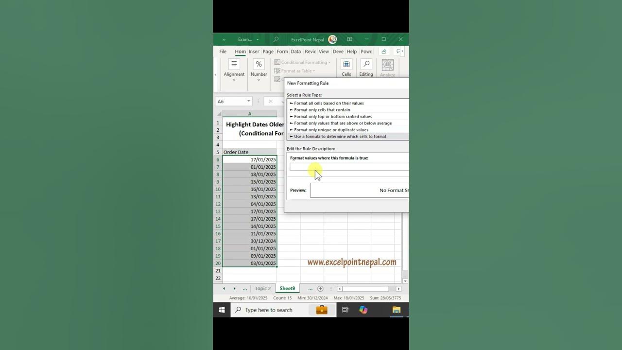 Excel Highlight Dates Older Than