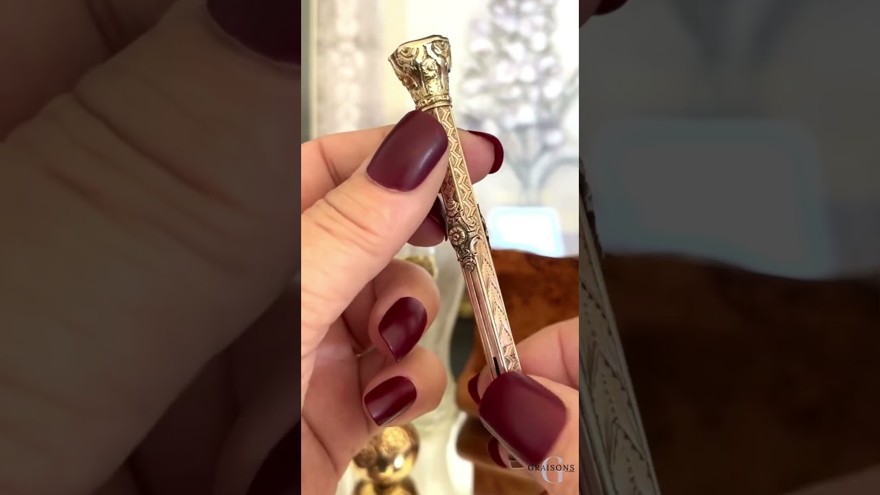 Antique Victorian 9ct Gold And Bloodstone Double Propelling Nib Pen And Propelling Pencil Circa 1880