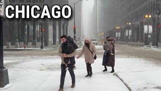 : Snowstorm in Chicago Walk  Downtown Snowfall on Wednesday | February 12, 2025 | 4K