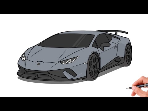 How to draw a LAMBORGHINI HURACAN PERFORMANTE 2018 / drawing lambo huracan 2015 sports car