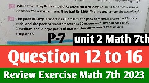 Review Exercise unit 2 Laws of operations Class 7th Maths new course kpk and ptb 2023 p-7