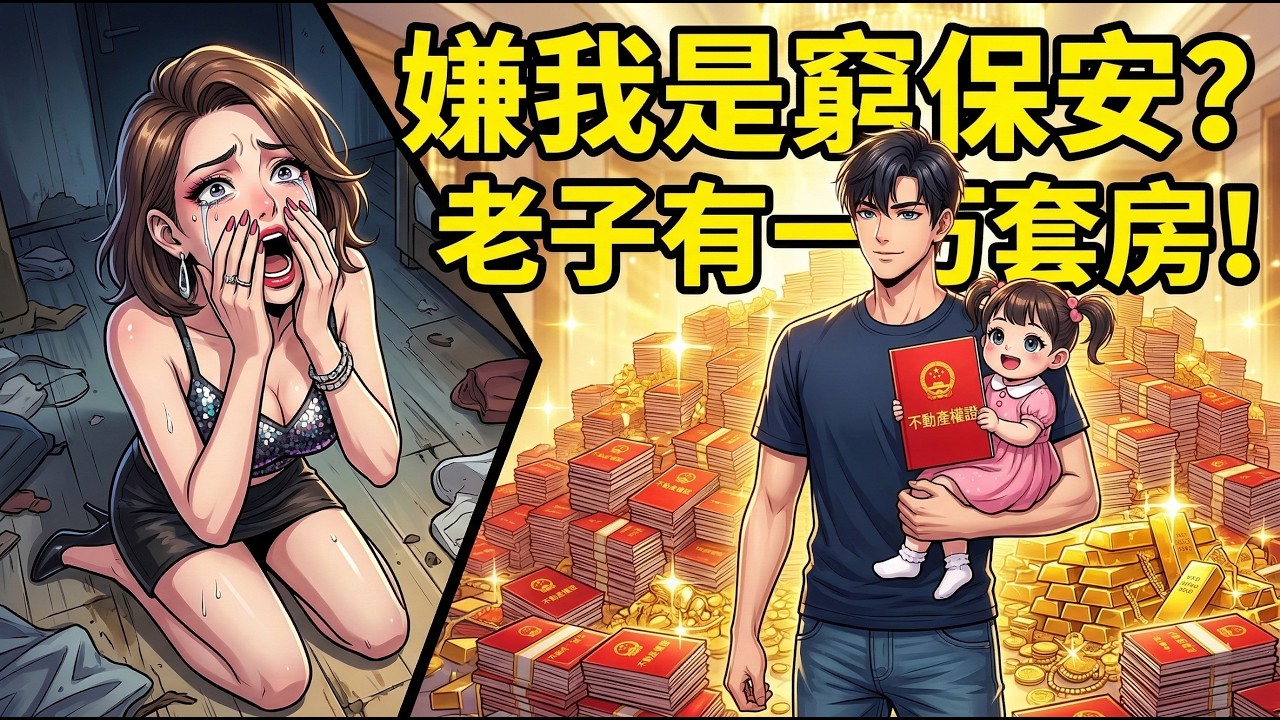 ✅️拜金女嫌窮甩掉保安男友？老實人不裝了！天降萌娃甩出「豪宅房產證」，包租公身份曝！#短劇