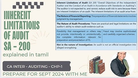 SA 200 - INHERENT LIMITATIONS OF AUDIT - CHAPTER 1 - AUDITING - CA INTER - SEPT 2024 EXAM READY