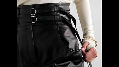 Belted leather shorts
