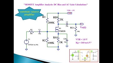 "MOSFET Amplifier Analysis: DC Bias and AC Gain Calculations" || Hardware