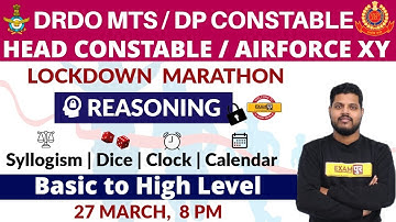 Lockdown Marathon || DRDO MTS DP Head Constable || Reasoning || Avdhesh Sir || syllogism, Dice