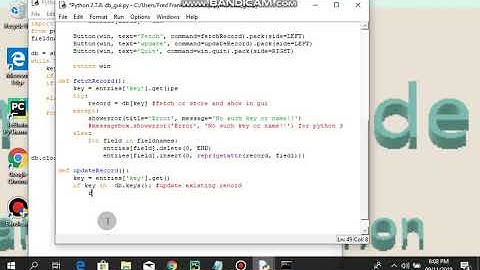 make a simple database application with python Tkinter  #6(cont)