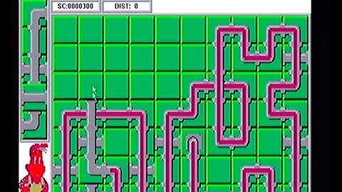 Playing Pipe Dream (in color) on Windows 3.0 running on Amstrad PC 2086