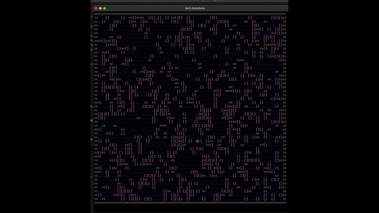 Advent of Code 2025 Day 15 Part 2 Visualisation (Warehouse Woes) Quick