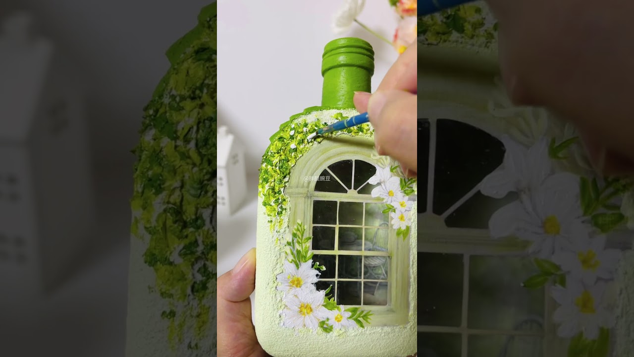 DIY fairy glass bottle house｜ Bottle Art | Stained Glass Bottle Painting Designs |Glass Bottle