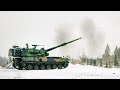 Norwegian army k9 vidar selfpropelled howitzer in action