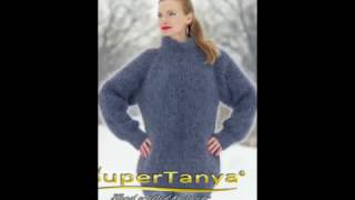 SuperTanyaデザイナー青い手はモヘアのセーターを編んだ
