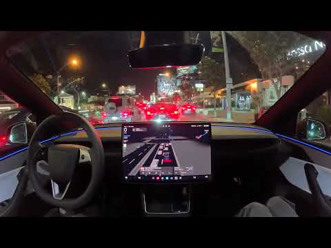 Self-Driving Down the Sunset Strip with Tesla Self-Driving 14.3.9