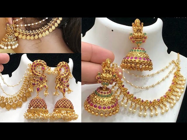 Beautiful Jhumka Designs With Ear And Hair Chain - YouTube