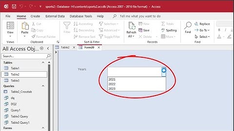 Populate ComboBox with Years from Date Field in MS Access