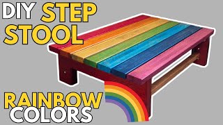 DIY Rainbow Step Stool – Fun & Colorful Woodworking! ft. Rubio Monocoat 🌈